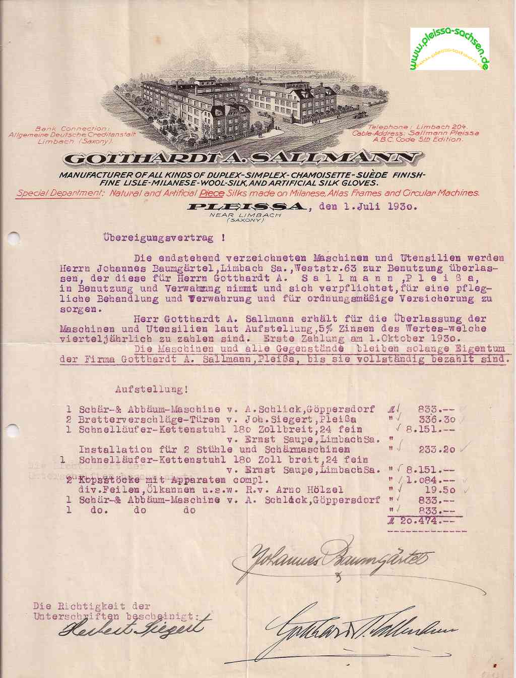 Gesch�ftsbrief 1930